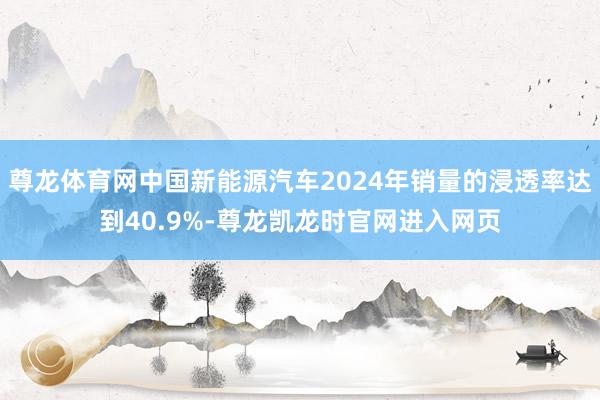 尊龙体育网中国新能源汽车2024年销量的浸透率达到40.9%-尊龙凯龙时官网进入网页