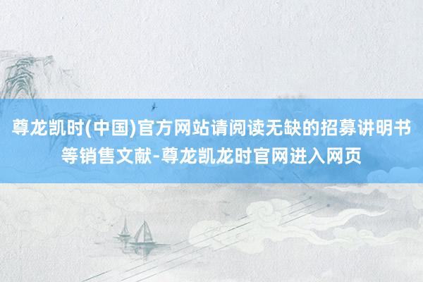 尊龙凯时(中国)官方网站请阅读无缺的招募讲明书等销售文献-尊龙凯龙时官网进入网页