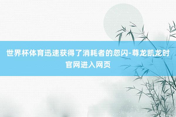 世界杯体育迅速获得了消耗者的忽闪-尊龙凯龙时官网进入网页
