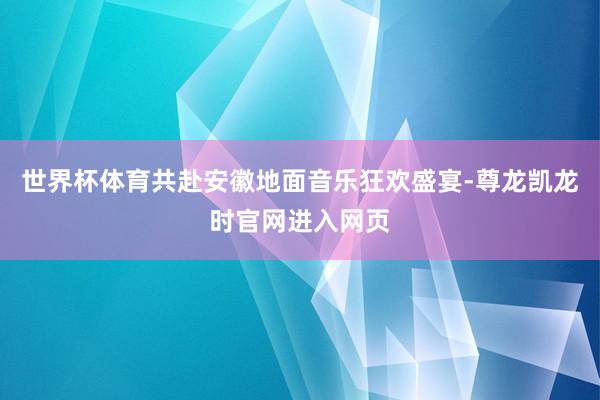 世界杯体育共赴安徽地面音乐狂欢盛宴-尊龙凯龙时官网进入网页