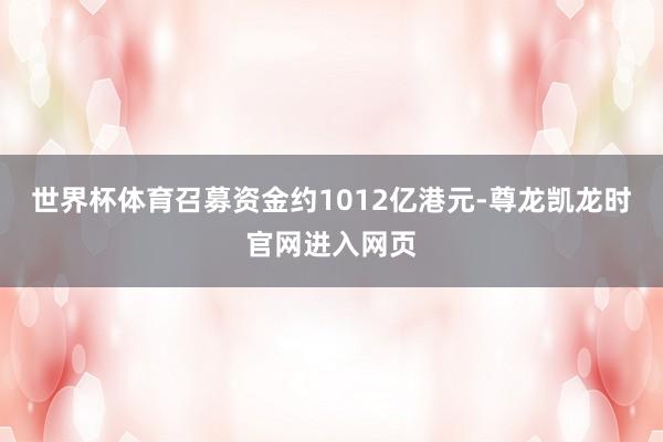 世界杯体育召募资金约1012亿港元-尊龙凯龙时官网进入网页
